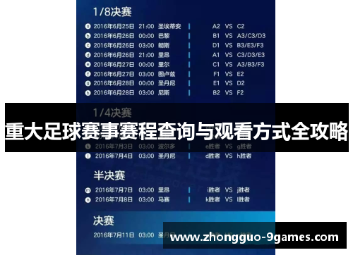 重大足球赛事赛程查询与观看方式全攻略